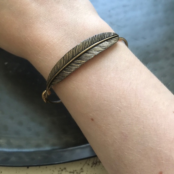 Alex and Ani feather bangle bracelet in gold - Picture 6 of 8